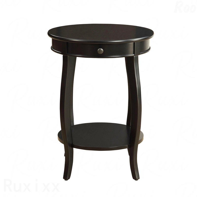 Table d'appoint ronde avec 1 tiroir et rangement ouvert