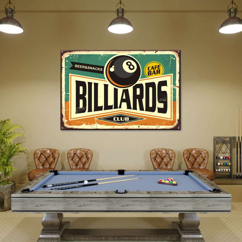 «Billiards Club», reproduction sur toile, H 24 po x l 36 po x P 1,25 po
