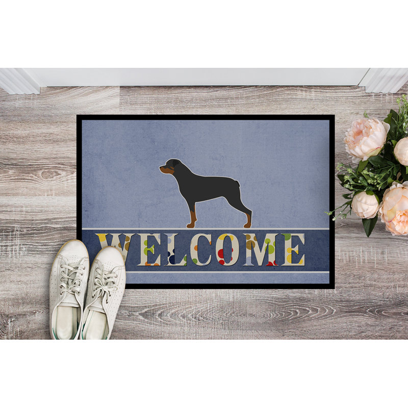 Tapis d'entrée antidérapant Welcome, Bull-terrier, Rectangulaire 2 pi x 3 pi