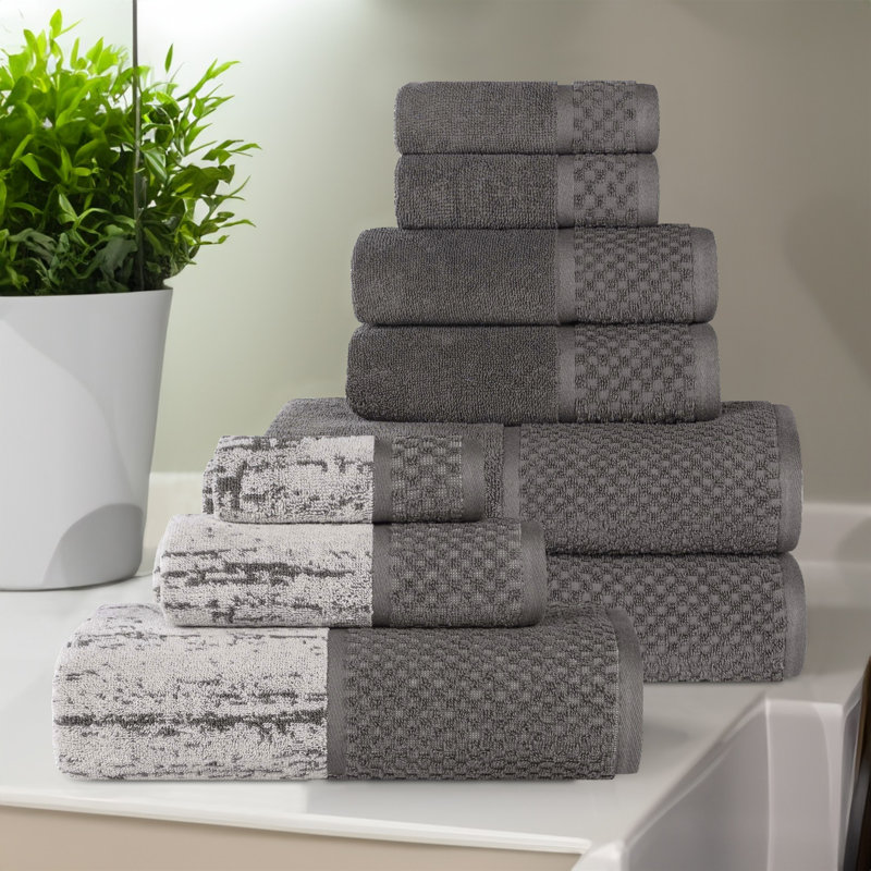 Ensemble de serviettes 9 pièces Lodie, Gris anthracite / Argent