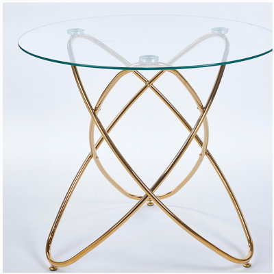Ensemble de salle à manger 1 + 4,5 pièces, table de salle à manger à pieds en métal Mid-Century pour 4 à 6 personnes avec plateau en verre, table de salle à manger à piédestal, table basse de loisirs.