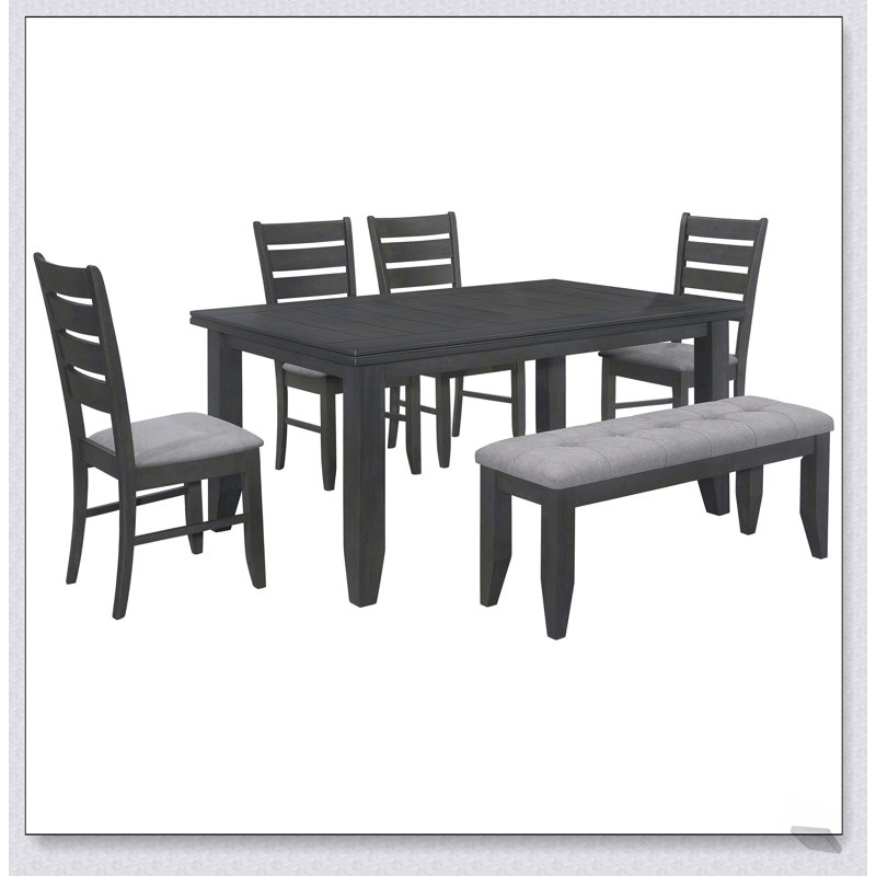 Ensemble de salle à manger rectangulaire de 6 pièces gris et gris foncé Dexter, élégant et durable pour les intérieurs modernes