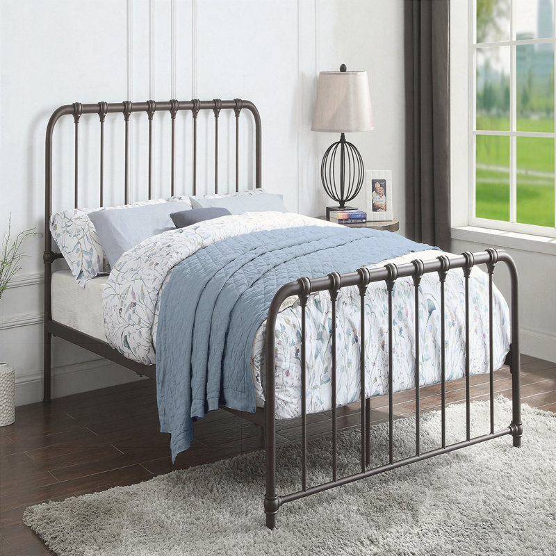 Calvero Metal Platform Bed, Queen, Blue