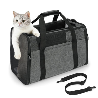 Sac de transport pour animaux de compagnie pour chats de taille moyenne, support de chat à côtés souples pour chats de taille moyenne et chiot pesant jusqu'à 10 lb, protection de la vie privée pour transport de chien lavable