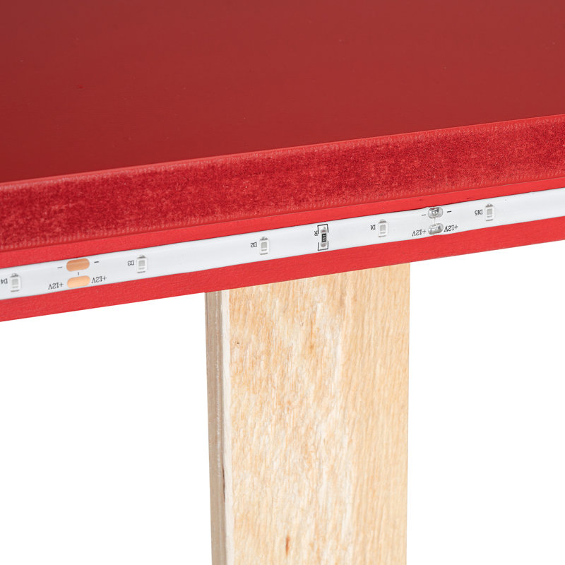 Lit de voiture de course rouge avec bande DEL et plateforme de nuit rembourrée Cozy Lighting