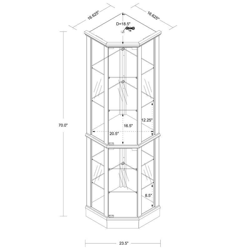 Vitrine Curio, Chêne