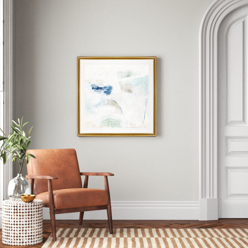 Pebble Coast I - reproduction d'art sur toile, Cadre doré, H 34,5 po x l 34,5 po x P 1,5 po