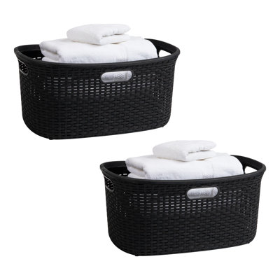 Panier à linge mince effilé avec poignées 40L, plastique, paquet de 2