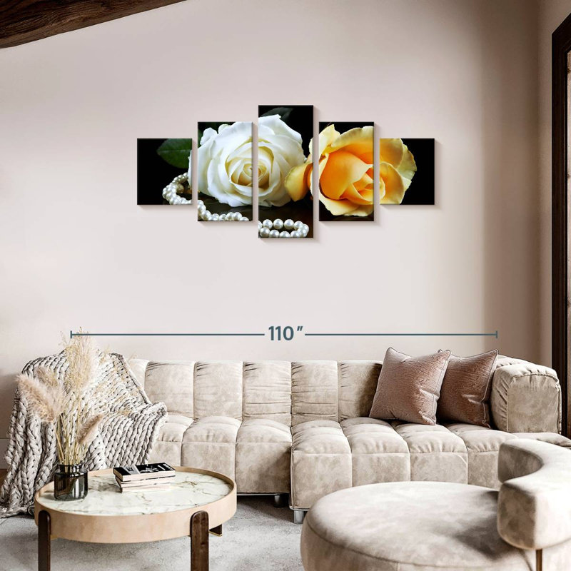 Pearls And Roses, 34" H x 74" W