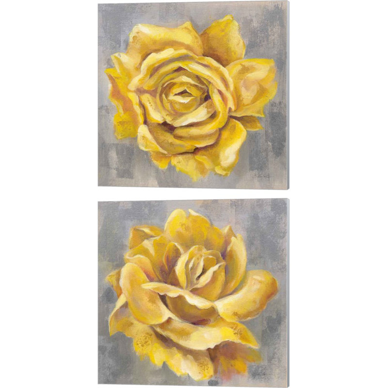 Roses jaunes par Silvia Vassileva, art sur toile (ensemble de 2)