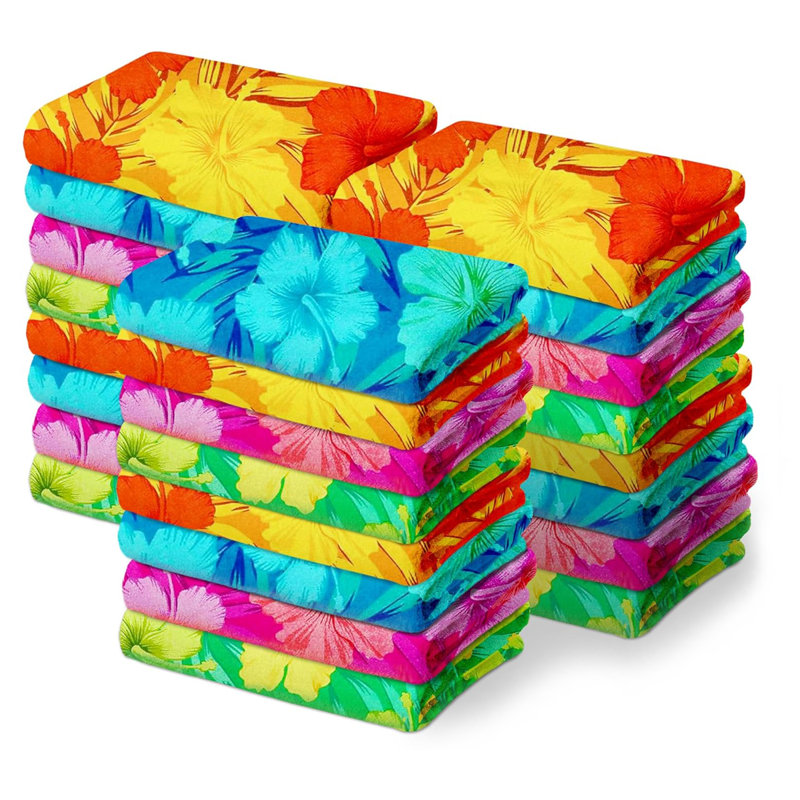 Cohin Rudy Hibiscus Floral 100% Cotton Pool Towels, Beach Towels Set for Adults and Kids