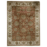 Hand Knotted Wool Oriental Area Rug in Rust And Ivory