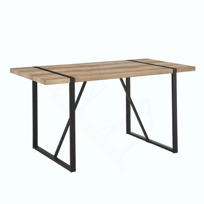 Rustic Industrial Rectangular Wood Dining Table For 4-6 Person, With 1.5" Thick Engineered Tabletop And Metal Legs,Desk For Kitchen Dining Living Room