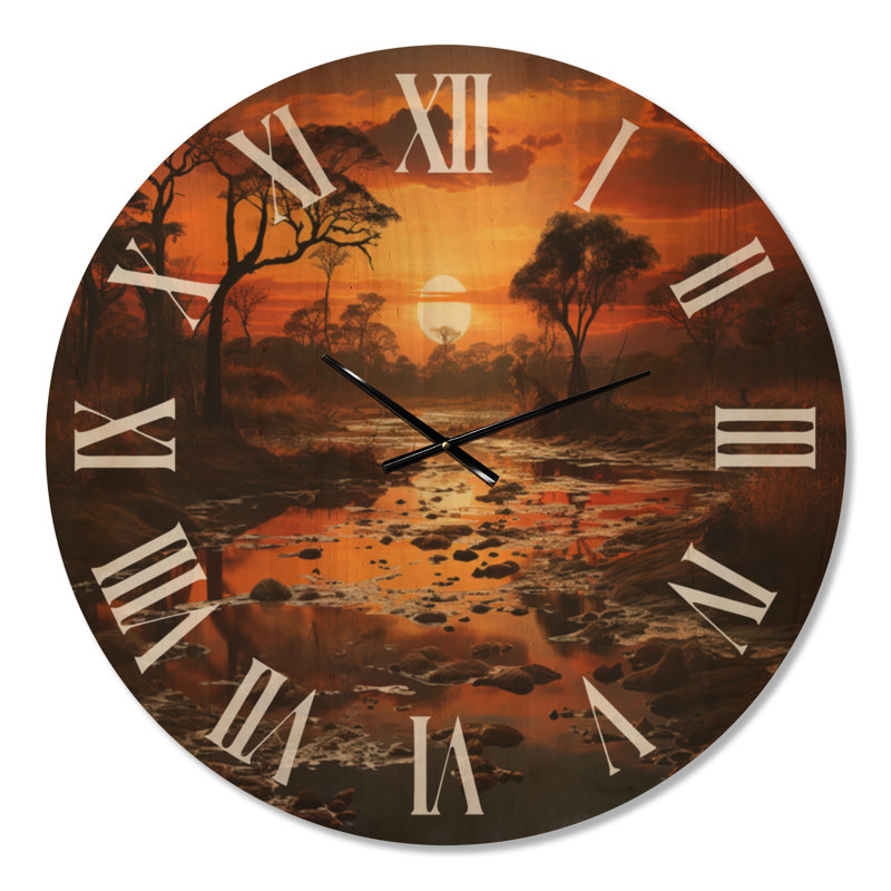 Horloge murale surdimensionnée en bois africain, Oversized