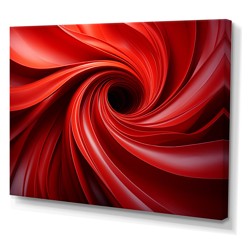 «Red Abstract Spiral Dreamscape IV», art mural abstrait en spirale, H 12 po x l 20 po x P 1 po, Toile tendue