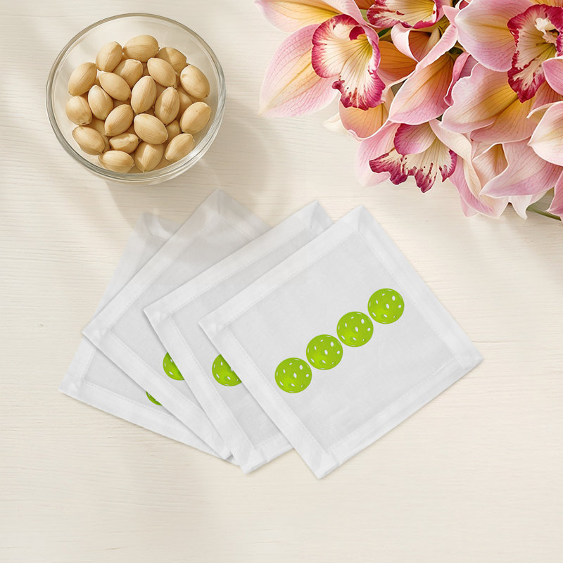 Pickelballs Cotton Sateen Cocktail Napkins