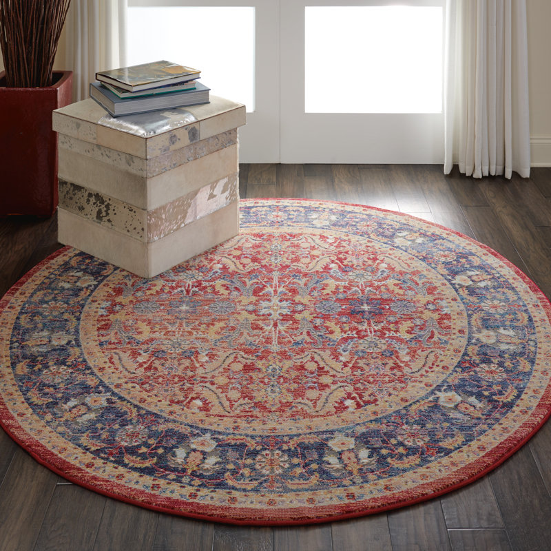 Tapis rouge d'inspiration persane Raymond, Rond 4 pi