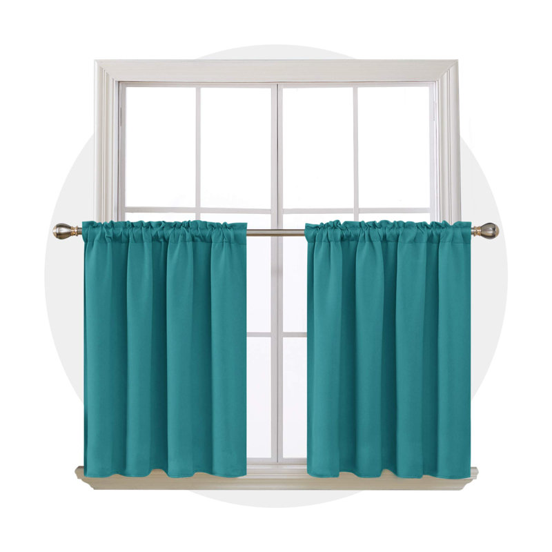 Room Darkening Rod Pocket Thermal Insulated Blackout Curtains (Set of 4), 52" W x 45" L, Teal