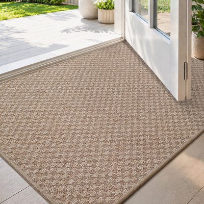 Indoor Doormat 24" x 36", Non-Slip Rubber Backed Entryway Mat, Khaki Dirt Trapper for Front Door