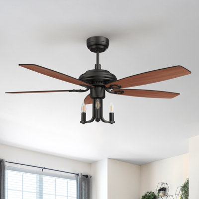 52" Arlyss 5 - Blade Standard Ceiling Fan with Remote Control and Light Kit Included