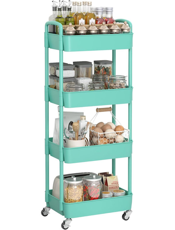 Plastic Rolling Utility Cart with, Green