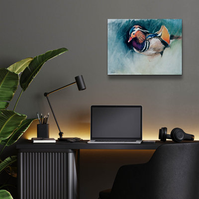  «Mandarin Duck Soup» par Robert Campbell, art mural en verre acrylique, 16 po x 12 po