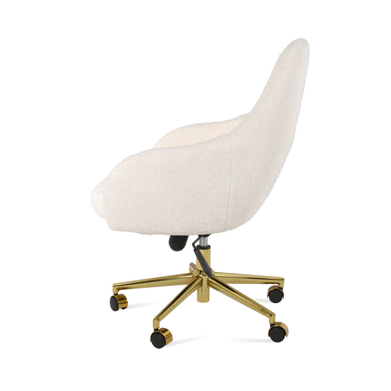 Fauteuil de bureau Gazel, Blanc cassé, Tissu