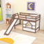 Lit mezzanine simple avec escalier de rangement et conception de maison de jeu avec glissoire et éclairage d'ambiance à DEL-1289825304