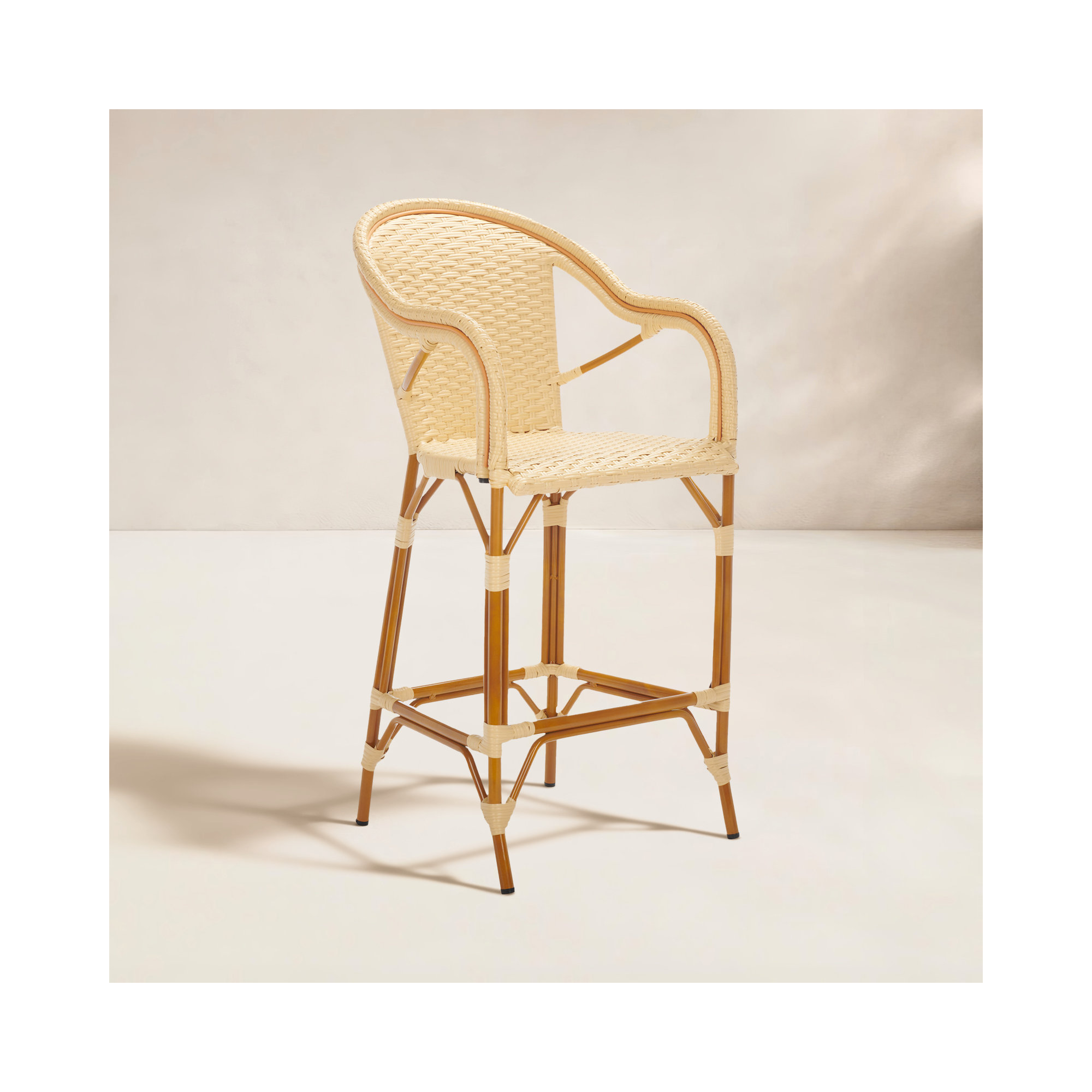 Popplewell 46.5'' Aluminum Outdoor Bar Stool, Natural