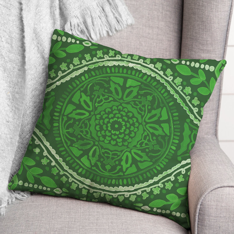 Housse et insert de coussin extérieur d'extérieur, Vert, Floral 1