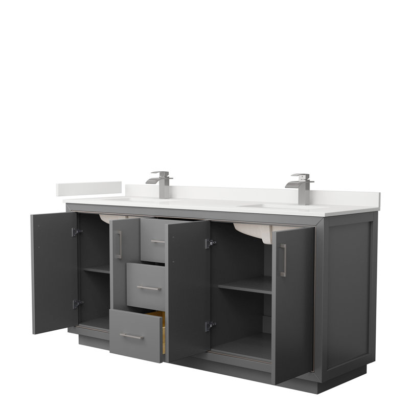 72'' W Double Vanity, Dark Gray, WDX13358, Brushed Nickel