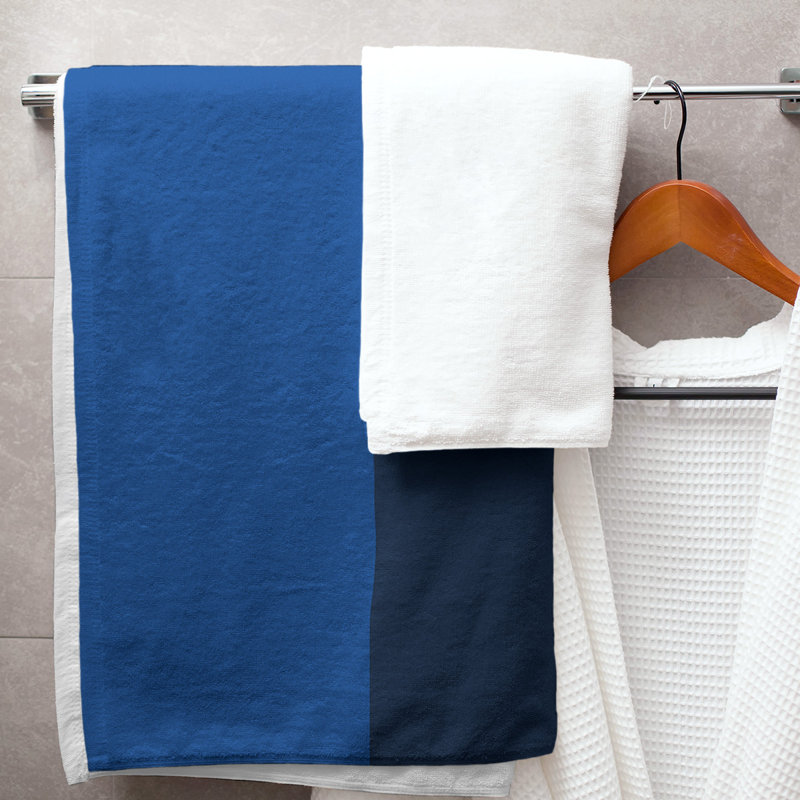 Lightweight Bath Towel, Royal Blue/Navy Blue/Gray, Poly/Cotton