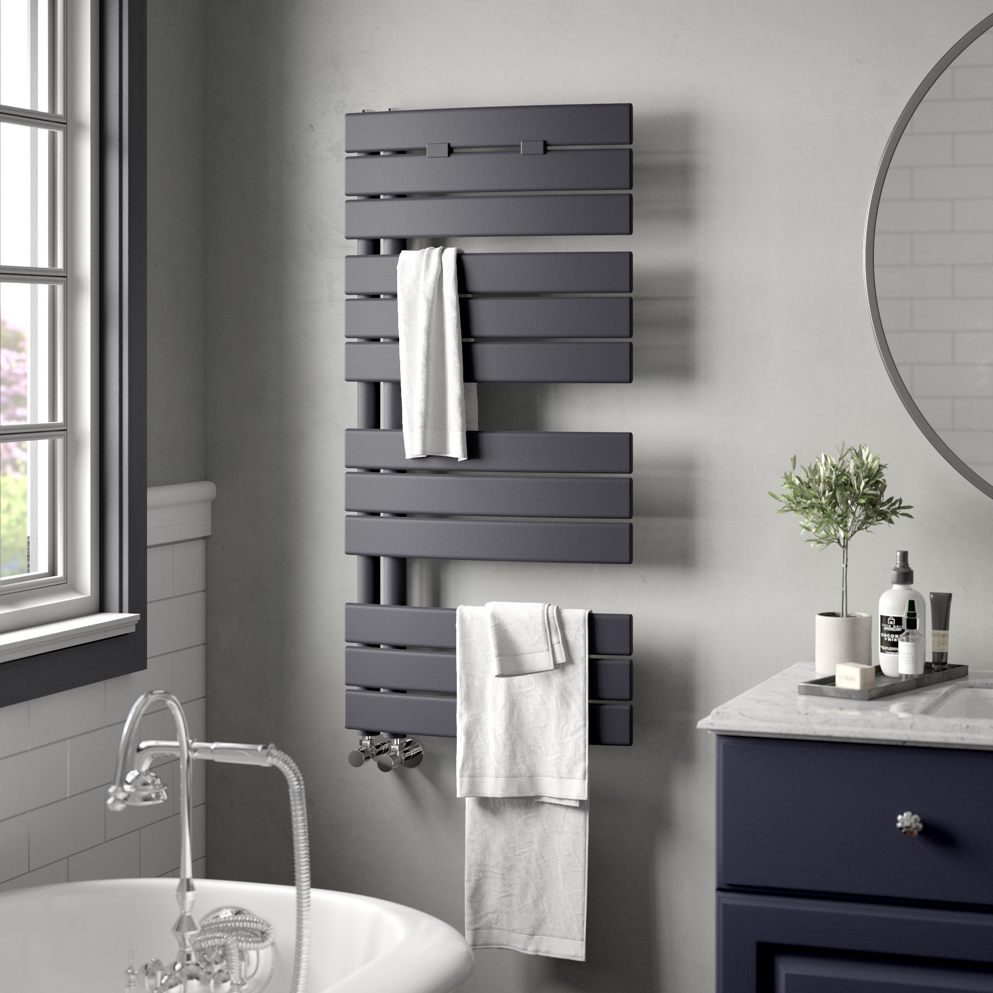 Hudson Reed Elgin Flat Panel Towel Rail Water-Fed Heated Towel Rails u0026  Reviews | Wayfair.co.uk