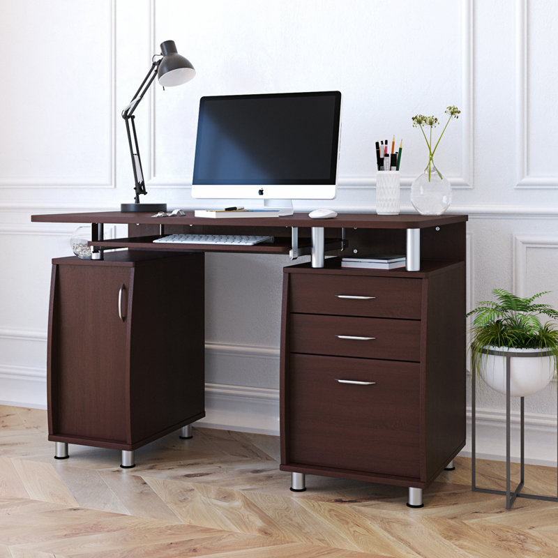 Complete Workstation Computer Desk With Storage, Brown