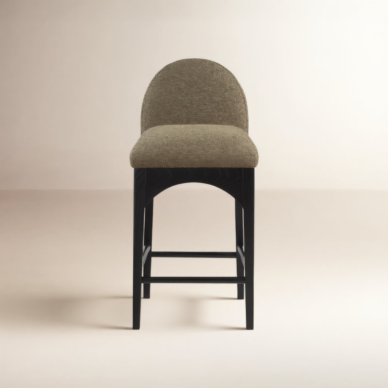 Waldorf Counter Stool, Black, Olive Boucle
