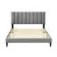 Très grand lit équipé dans une boîte - Channel Essential en tissu gris avec tête de lit