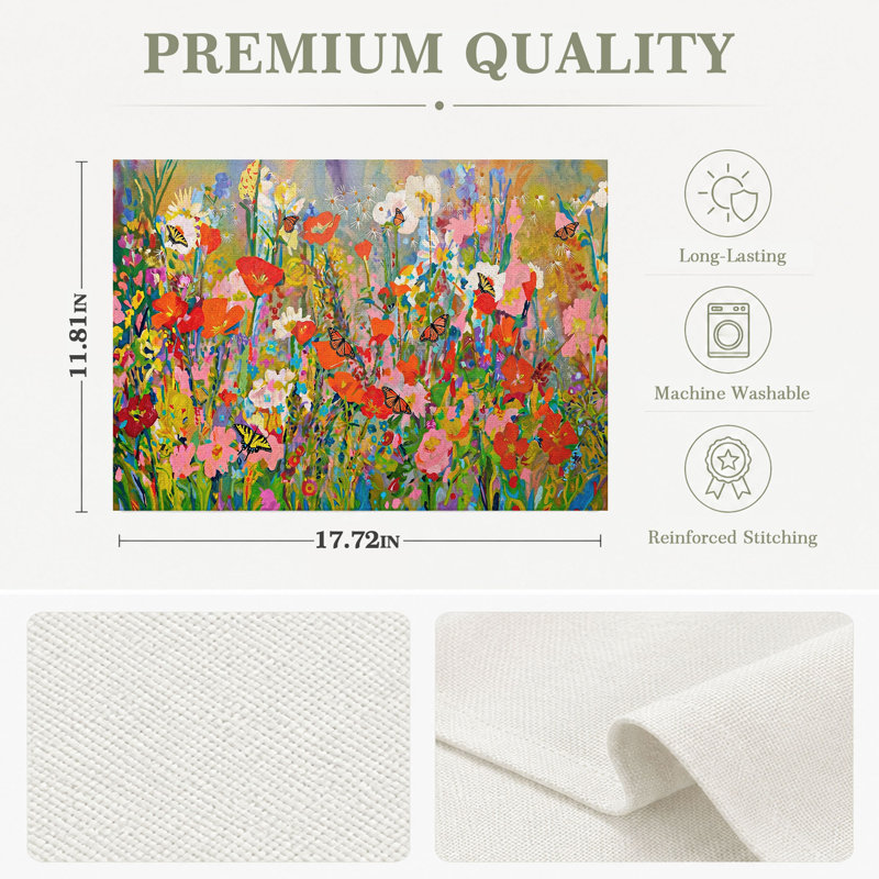 4-Piece Polyester Rectangle Dining Table Placemat