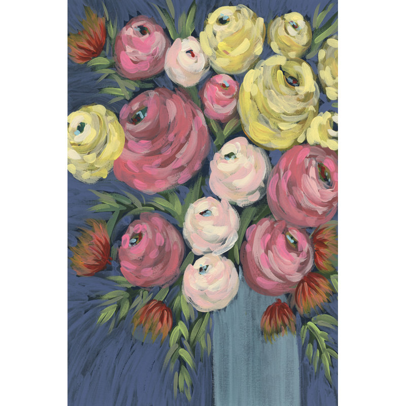 «Loose Floral II» par Regina Moore - peinture sur toile tendue, H 30 po x l 20 po