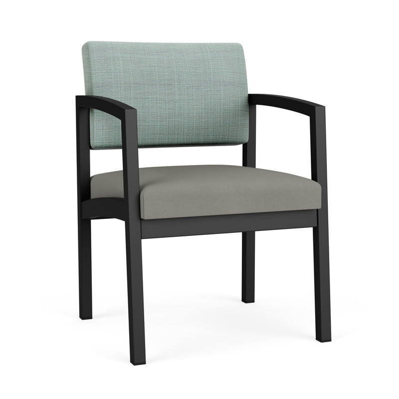 Chaise en acier Lenox, Noir, noir, noir, noir, Chambray Seafoam/Patriot Plus Dove