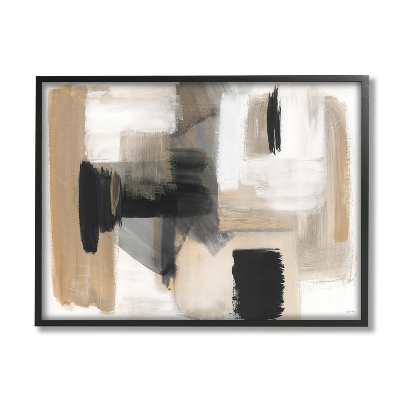 Collage brun clair et noir, Giclée encadrée noir minuit, H 11 po x l 14 po x P 1,5 po