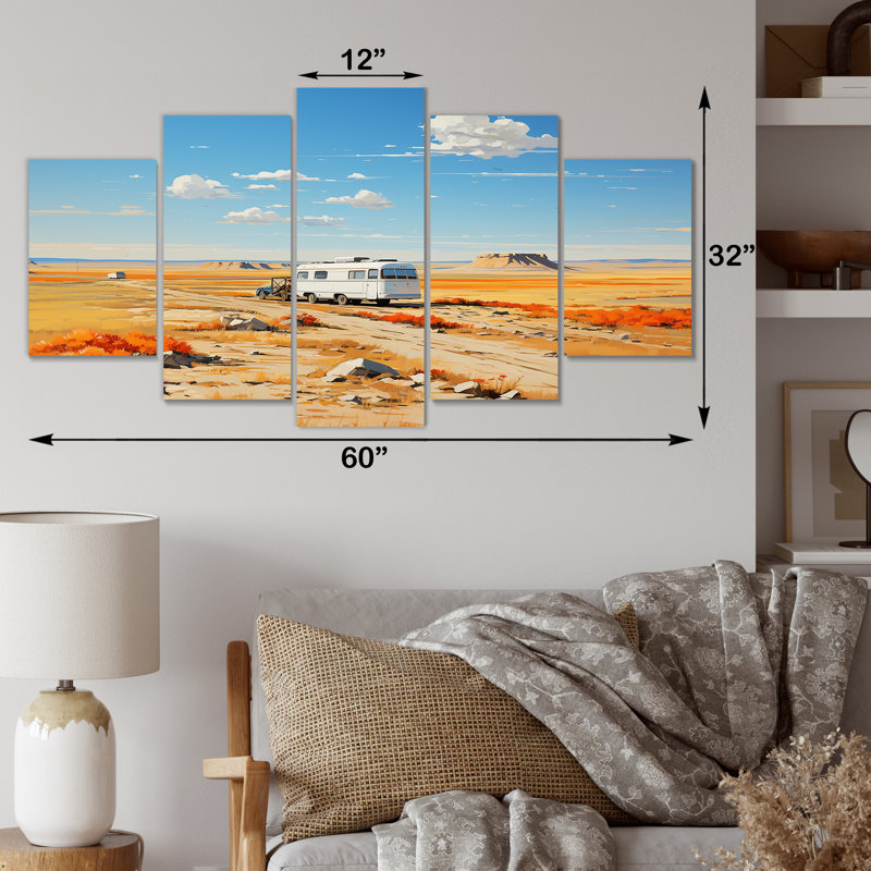 «Camping Desert Haven I», art mural multi-panneaux