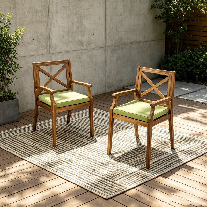 2PCS Patio Lounge Chair, Green
