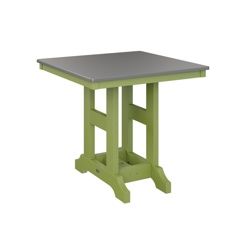 Table de salle à manger à hauteur de comptoir 33 po Berlin, Vert kiwi, Acier inoxydable martelé