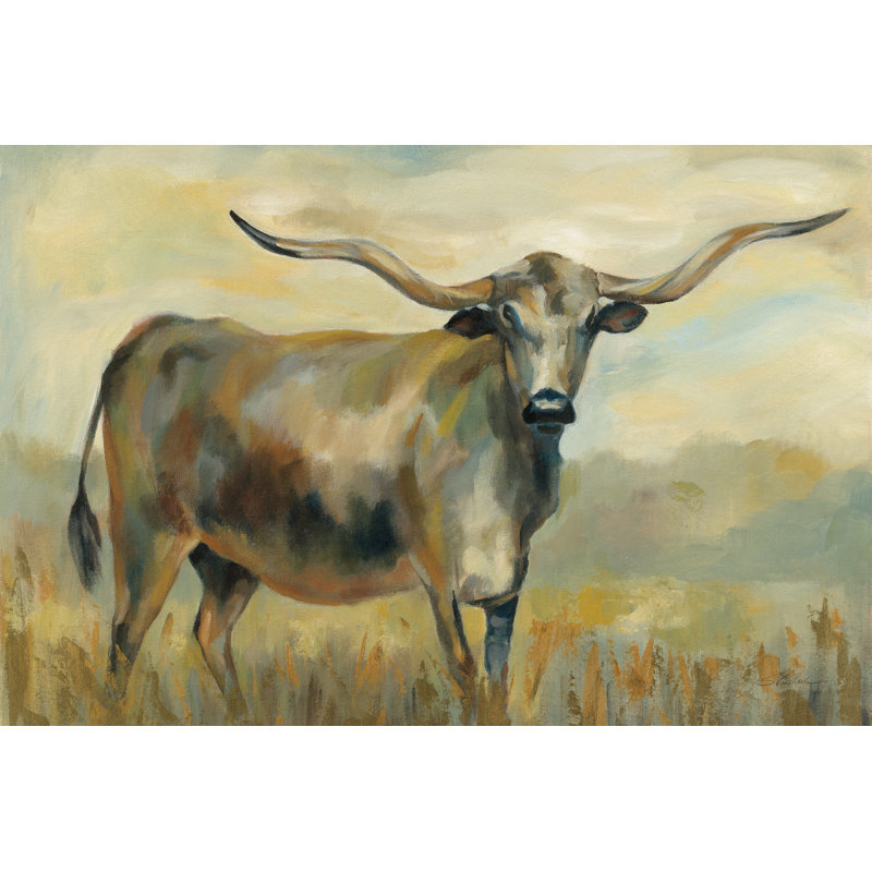 «Longhorn Cow» par Silvia Vassileva, reproduction d'art sur toile tendue, H 8 po x l 12 po