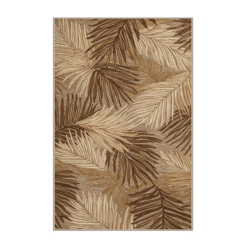 Washable Coconut Palm Hawaiian Area Rug, Rectangle 3' x 5'