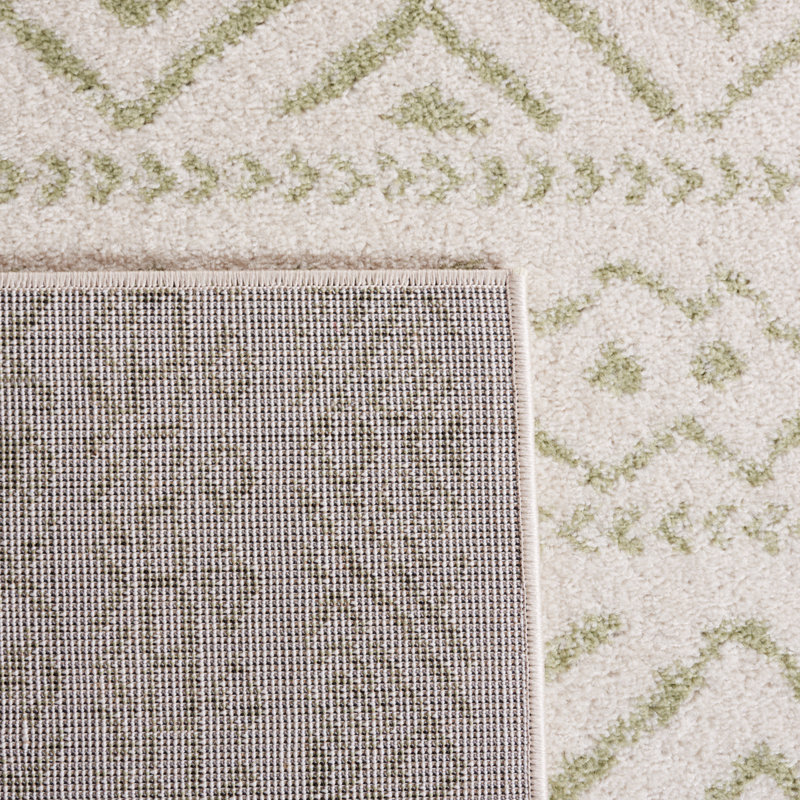 Klima Southwestern Machine Made Power Loom Polypropylene Area Rug in Ivory/Green, Rectangle 6' x 9'