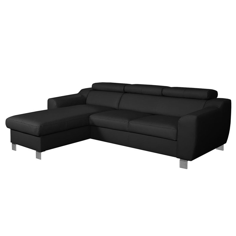 Avaiyah Leather Chaise Sofa with Sleeping Function and Storage, Left Hand Facing, No, Black