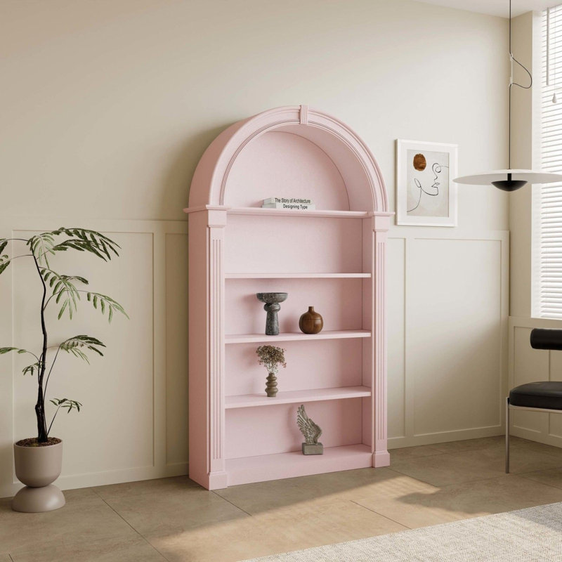French Cream-style Arched Display Cabinet, Pink