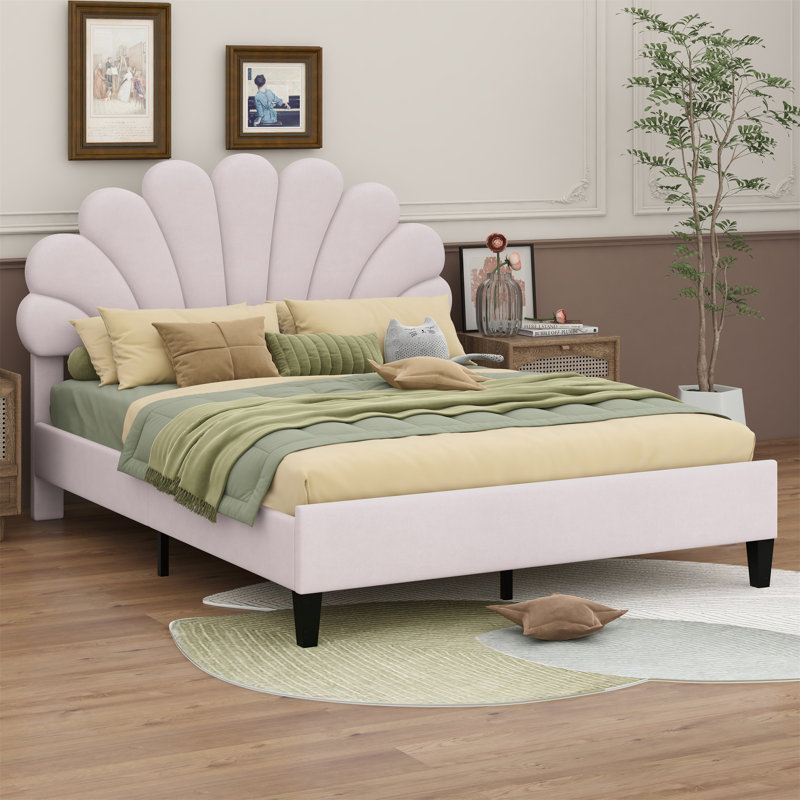 Madinah Upholstered Platform Bed, Beige
