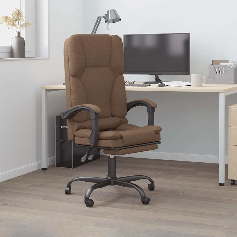 ClassicLiving Willoughby Fabric Office Chair with Headrest, Brown